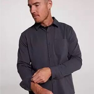 VRST Refined Knit LS Button Down Shirt in Charcoal Grey Size XXL